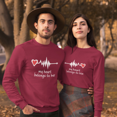 Heart Belongs to Him-Her - Cute Couple Matching Sweatshirt – #Theteeshop