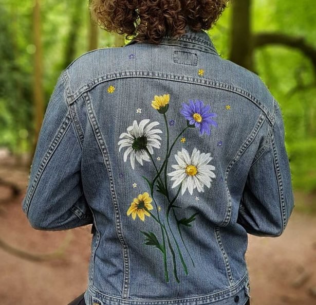Buy FLOWER POWER Hand Painted Jacket - Unique Style Jacket – Rebelle Theory