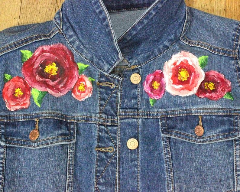 Hand Painted Jean Jacket Red Rose Design Painted Denim Jacket Gift for Her  Fall Winter Fashion Streetwear Christmas Gift - Etsy