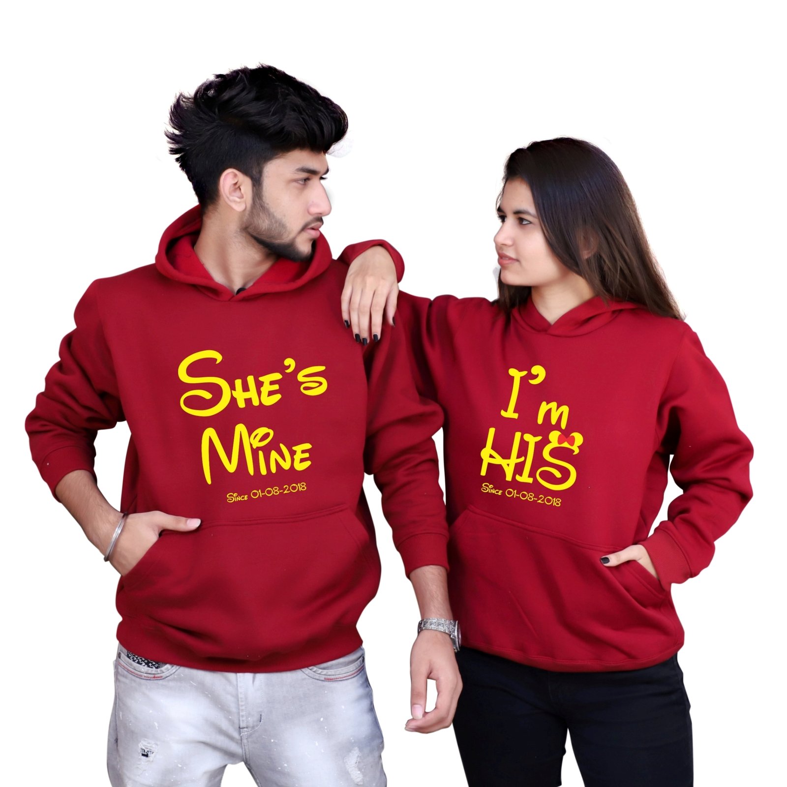 She's Mine Cute Hoodie for Couples, Premium Design