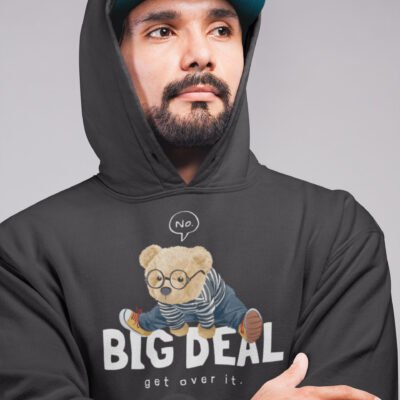 Big Deal - Graphic Printed Black Warm Winter Wear Hooded Hoodie - The Tee Shop